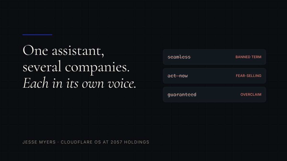 One Assistant, Several Companies, Each in Its Own Voice